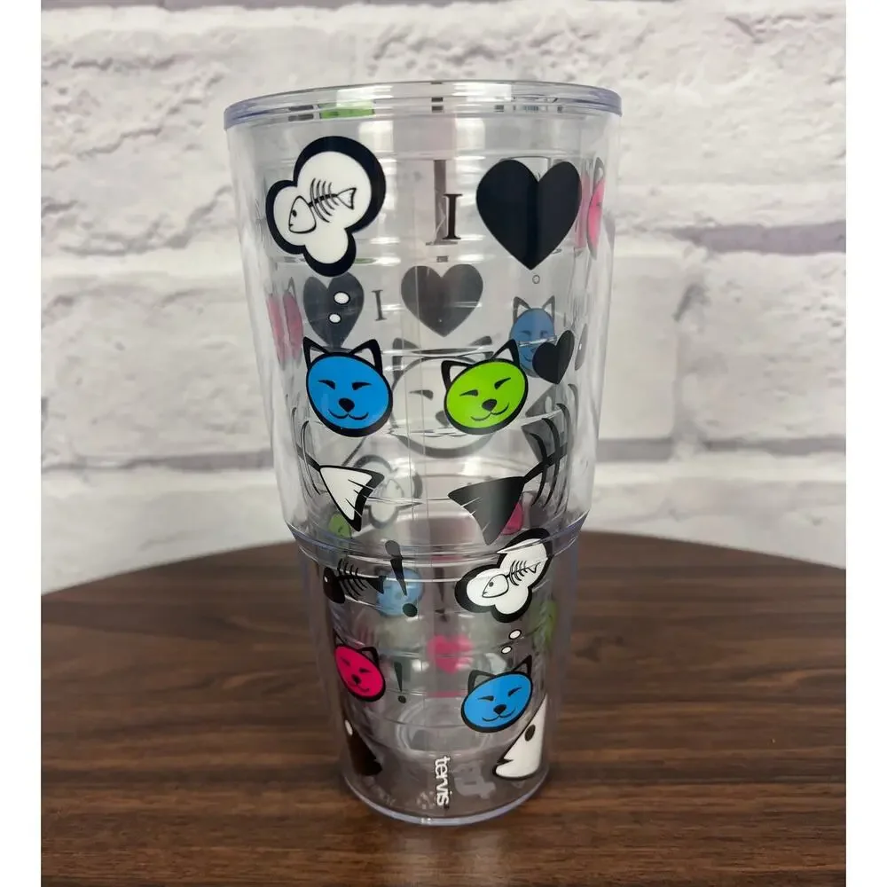 Tervis 24oz Cat Lady Fishbone Heart Love Kitty Pet Lover Insulated Tumbler‎ Cup